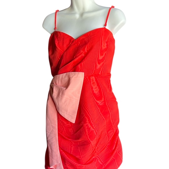Future Collective Jenee Naylor Dresses & Skirts - Future Collective Red Shantung  Spaghetti Strap Statement Pink Bow Mini Dress
